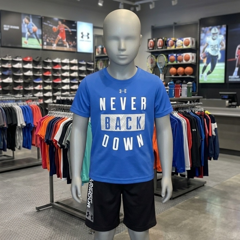 Under Armour Blue "Never Back Down" Boys Matching Set- size 5